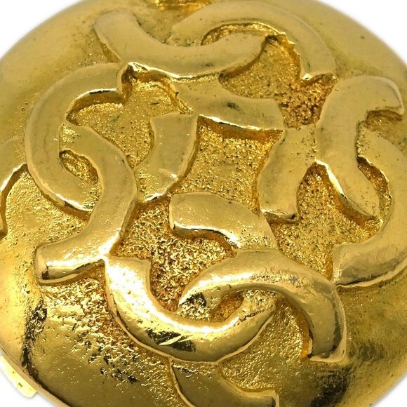 Chanel Button Earrings Clip-On Gold - Picture 2 of 4
